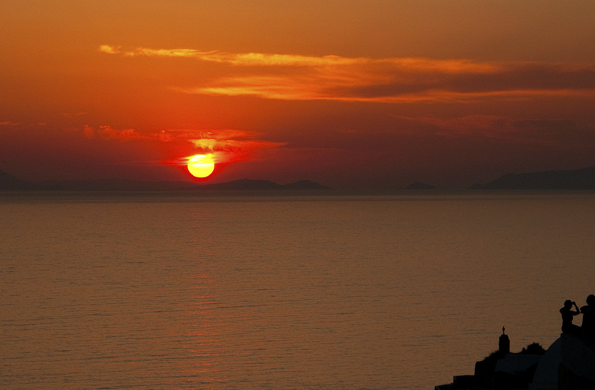 Sunset over Aegean Sea, Oia, Santorini, Greece